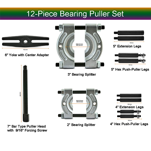 EWK 12 PCS 5 Ton Capacity Bearing Puller Set Bearing Separator Kit Bearing Splitter Bearing Removal Tool Kit 